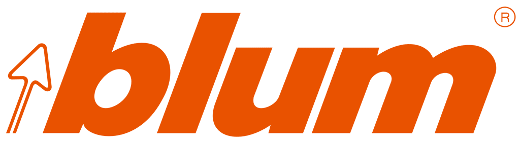 Blum logo, manufacturer of premium kitchen hinges and drawer systems