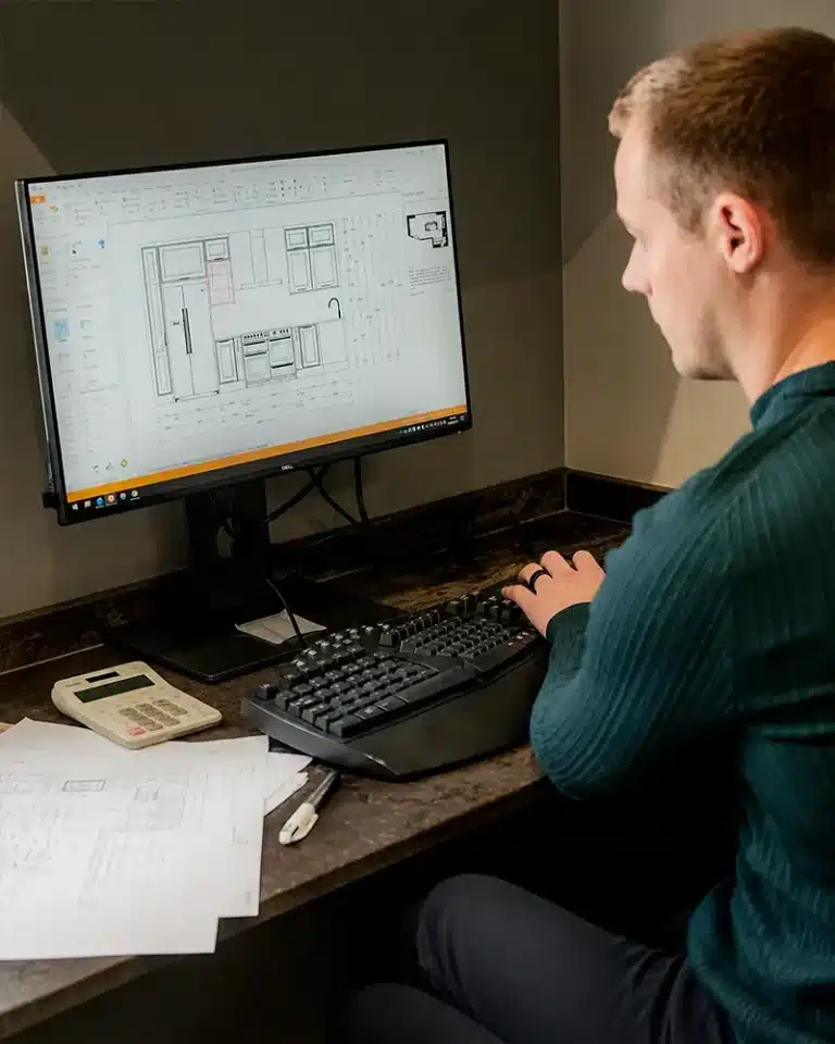 CAD designer working on bespoke kitchen software
